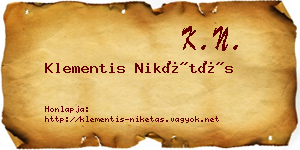 Klementis Nikétás névjegykártya